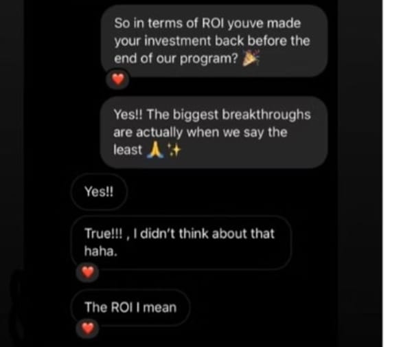 A message on screen: It went super well. I feel so happy, I really have way more clarity on what I'll be doing in the next weeks and it feels so good and so right. I really feel that I'm doing exactly what I'm meant to do, best feeling ever.