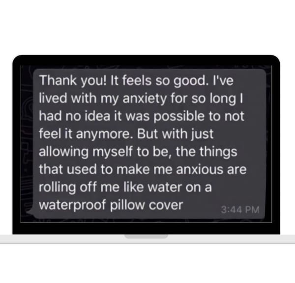 A message on a laptop: Thank you so much Gaye! Literal tears when watching the video. I am so grateful for you and the space you created. You are such an amazing coach and woman. I am forever changed.